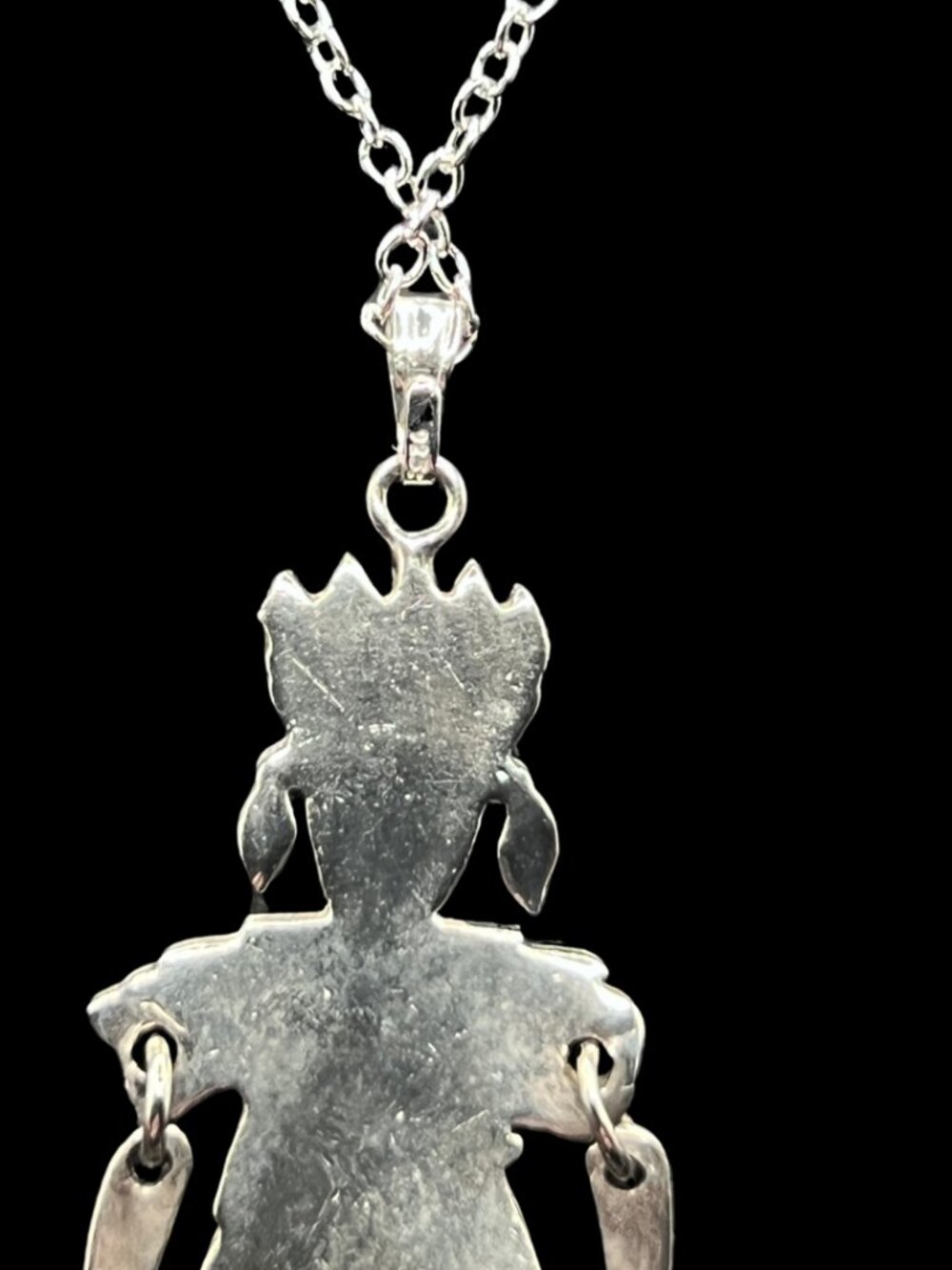 Vintage Native American Articulated Figure Sterling Silver on Silver Chain - Picture 4 of 4